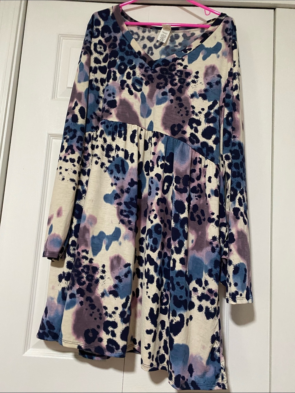 Sew In Love Cream, Blue & Purple Abstract Animal Print Top